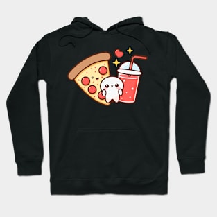 Kawaii Pepperoni Pizza and Drink | Design for Pizza Lovers | Cute Kawaii Food Art Hoodie